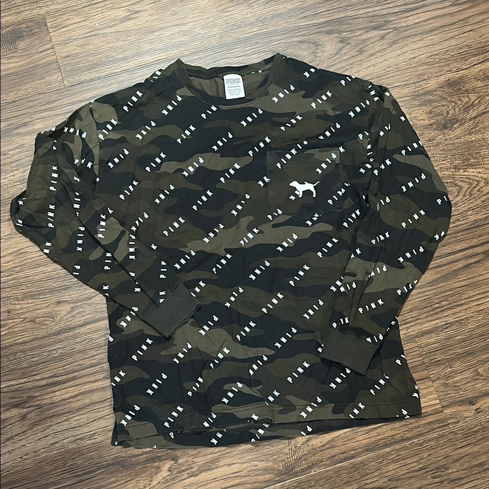 PINK Victoria's Secret Green Long Sleeve Tee